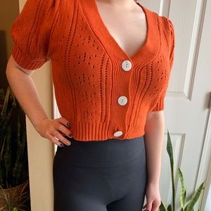 Orange Boutique Short Sleeve Cropped Sweater